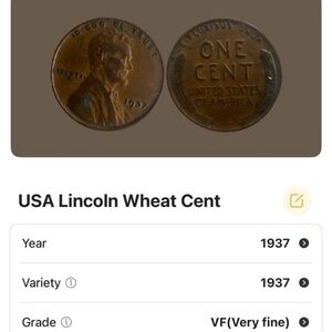 1937 Lincoln Wheat Penny